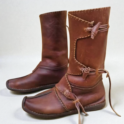 Handmade medieval leather boots for Viking reenactment